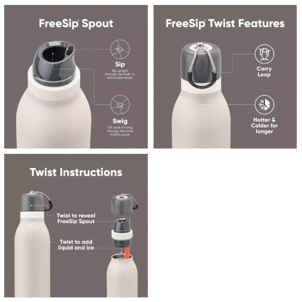 Owala Botella de Acero Inoxidable FreeSip con Tapa Giratoria, 24 oz (750 ml aprox) 💧☕ - Plan B Shopee