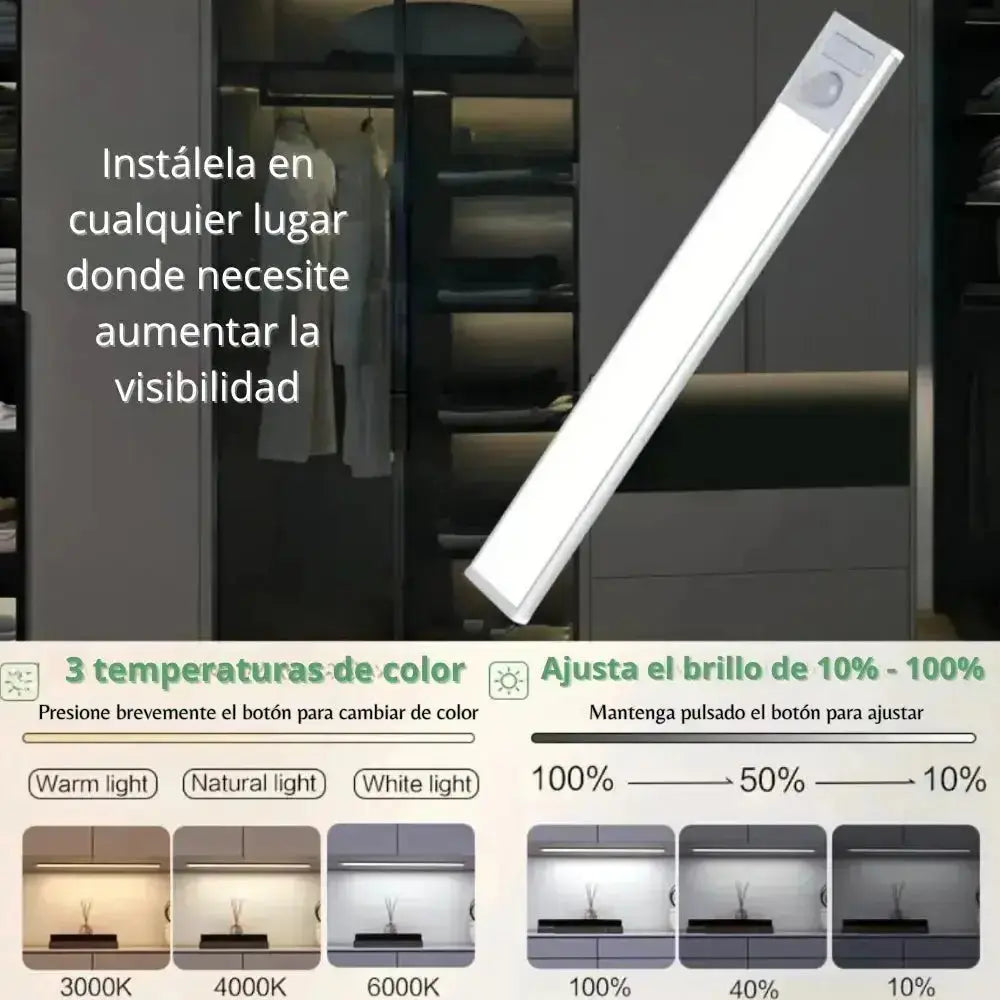 ♻️ Barra de luz LED inalámbrica con sensor inteligente y 3 temperaturas de color - Plan B Shopee