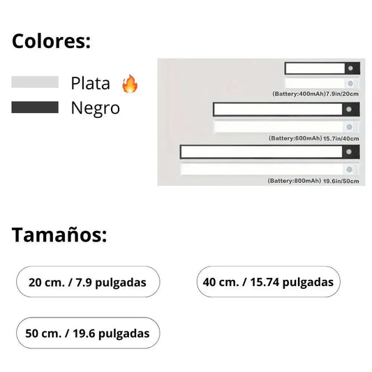 ♻️ Barra de luz LED inalámbrica con sensor inteligente y 3 temperaturas de color - Plan B Shopee